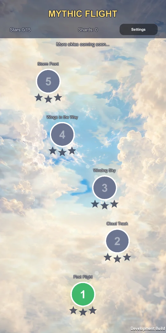 Seventeen flights open, and more of the sky still drawn in.